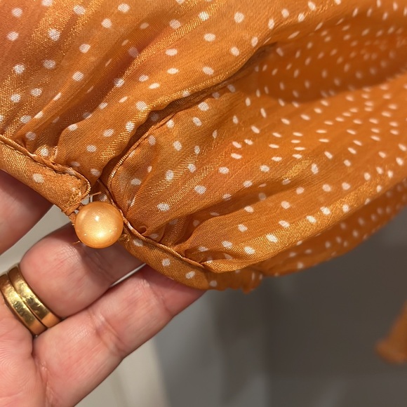 LC LAUREN CONRAD white polka dot caramel blouse - Picture 4 of 4